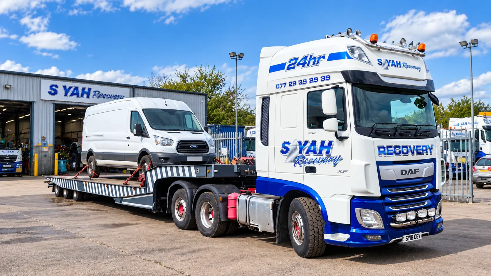 Commercial van being recovered to a depot