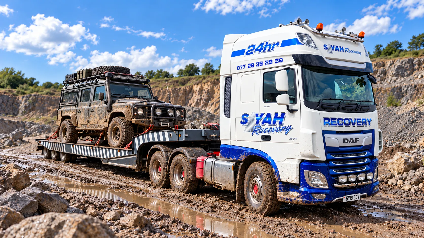 Sayah ex-army recovery truck on rough ground